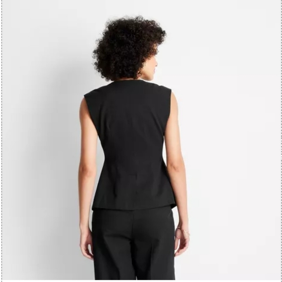 Jenee Naylor Sleeveless Button Front Waistcoat Vest Future Collective Black - Picture 2 of 10